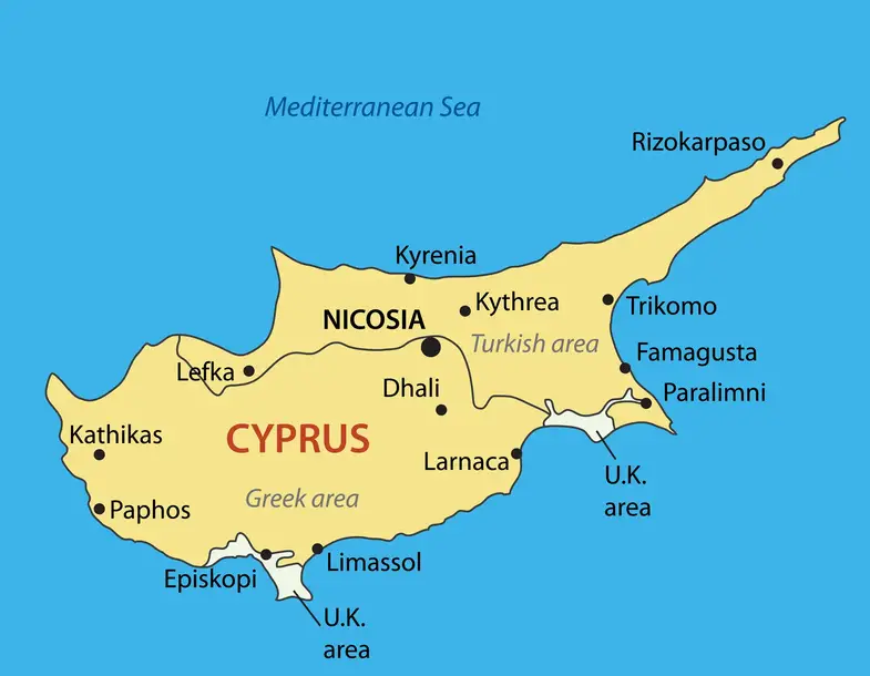 Republic of Cyprus - country on map as HF Markets country