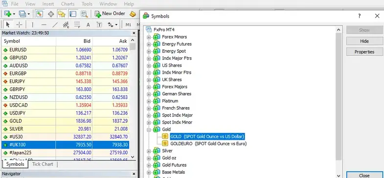 how to add gold symbol in MetaTrader