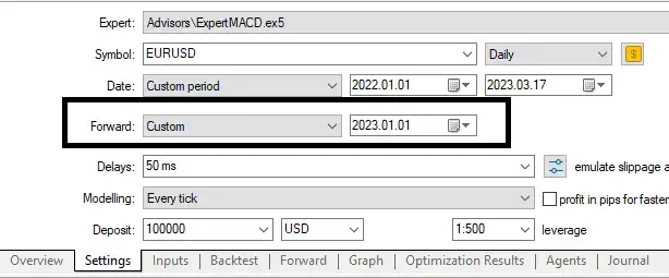 forward testing in metatrader 5